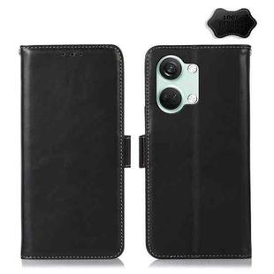 For OnePlus Nord 3 / Ace 2V Magnetic Crazy Horse Texture Genuine Leather RFID Phone Case(Black)