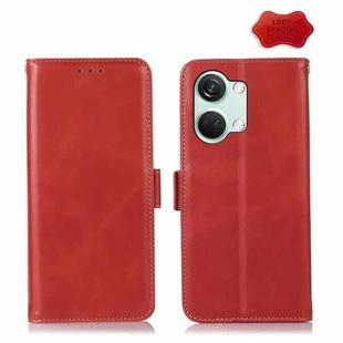 For OnePlus Nord 3 / Ace 2V Magnetic Crazy Horse Texture Genuine Leather RFID Phone Case(Red)