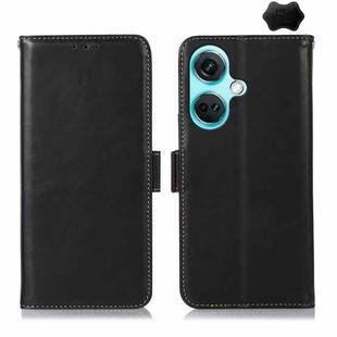 For OnePlus Nord CE3 5G Magnetic Crazy Horse Texture Genuine Leather RFID Phone Case(Black)