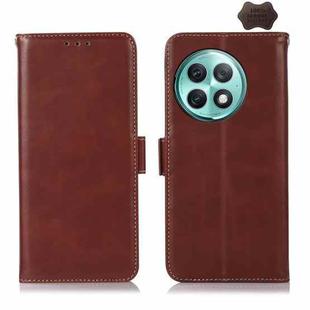 For OnePlus Ace 2 Pro Magnetic Crazy Horse Texture Genuine Leather RFID Phone Case(Brown)