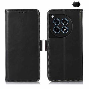 For OnePlus Ace 3 / 12R Magnetic Crazy Horse Texture Genuine Leather RFID Phone Case(Black)