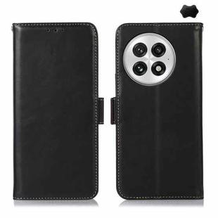 For OnePlus Nord 13 Magnetic Crazy Horse Texture Genuine Leather RFID Phone Case(Black)