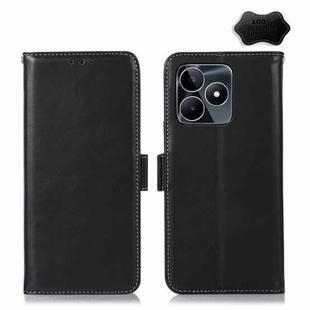 For Realme C53/Narzo N53 Magnetic Crazy Horse Texture Genuine Leather RFID Phone Case(Black)