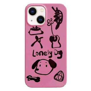 For iPhone 14 Painted Pattern PC Phone Case(Lonely Dog)