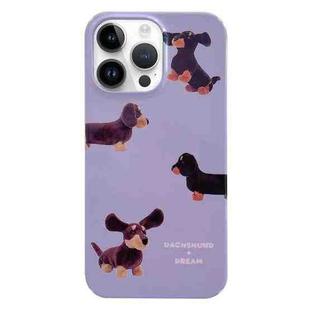 For iPhone 14 Pro Max Painted Pattern PC Phone Case(Dachshund Dog)