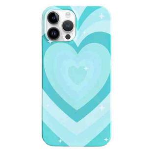 For iPhone 14 Pro Max Painted Pattern PC Phone Case(Green Love)