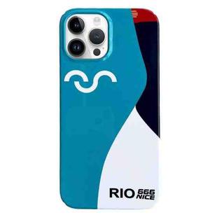 For iPhone 14 Pro Max Painted Pattern PC Phone Case(Contrasting Blue)