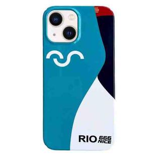 For iPhone 14 Plus Painted Pattern PC Phone Case(Contrasting Blue)