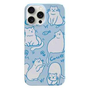 For iPhone 15 Pro Max Painted Pattern PC Phone Case(Funny Cat)