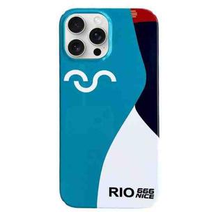 For iPhone 15 Pro Max Painted Pattern PC Phone Case(Contrasting Blue)