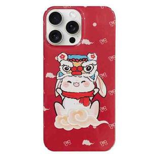 For iPhone 15 Pro Max Painted Pattern PC Phone Case(Bunny Red)