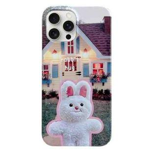 For iPhone 15 Pro Painted Pattern PC Phone Case(Bunny Hug)