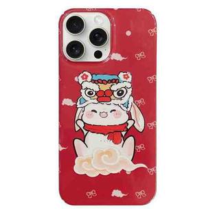 For iPhone 15 Pro Painted Pattern PC Phone Case(Bunny Red)