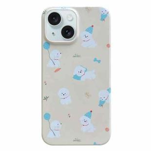 For iPhone 15 Painted Pattern PC Phone Case(Milk Yellow Dog)