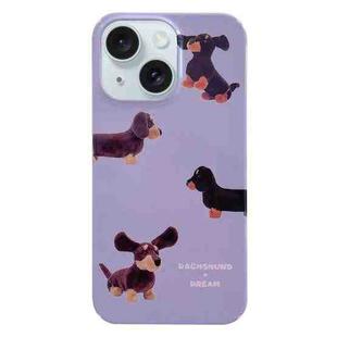 For iPhone 15 Plus Painted Pattern PC Phone Case(Dachshund Dog)