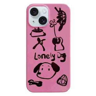 For iPhone 15 Plus Painted Pattern PC Phone Case(Lonely Dog)
