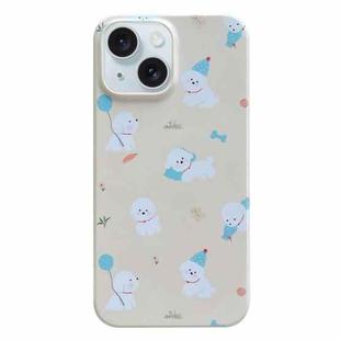 For iPhone 15 Plus Painted Pattern PC Phone Case(Milk Yellow Dog)
