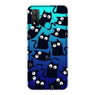 For Huawei P Smart 2020 Coloured Drawing Pattern Highly Transparent TPU Protective Case(Black Cat)
