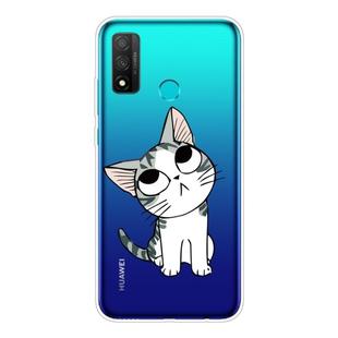 For Huawei P Smart 2020 Coloured Drawing Pattern Highly Transparent TPU Protective Case(Cat)