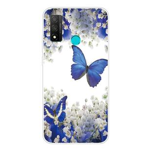 For Huawei P Smart 2020 Coloured Drawing Pattern Highly Transparent TPU Protective Case(Purple Butterfly)