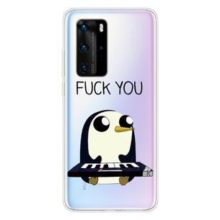 For Huawei P40 Coloured Drawing Pattern Highly Transparent TPU Protective Case(Penguin)