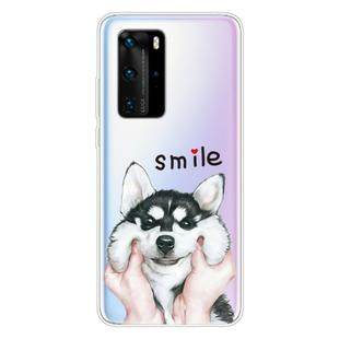 For Huawei P40 Coloured Drawing Pattern Highly Transparent TPU Protective Case(Pinch Dog)