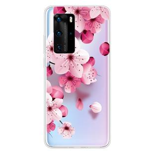 For Huawei P40 Coloured Drawing Pattern Highly Transparent TPU Protective Case(Cherry Blossoms)