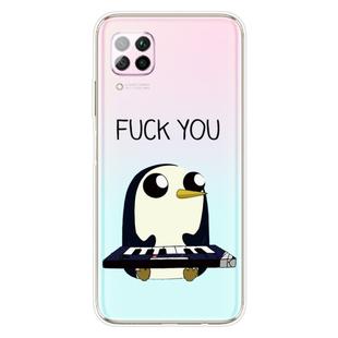 For Huawei P40 Lite Coloured Drawing Pattern Highly Transparent TPU Protective Case(Penguin)