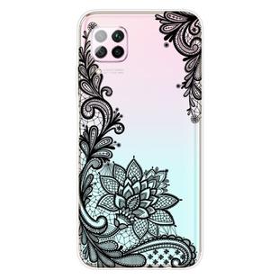 For Huawei P40 Lite Coloured Drawing Pattern Highly Transparent TPU Protective Case(Black Rose)