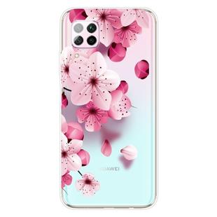 For Huawei P40 Lite Coloured Drawing Pattern Highly Transparent TPU Protective Case(Cherry Blossoms)