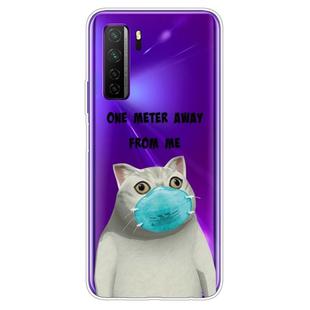 For Huawei P40 Lite 5G Coloured Drawing Pattern Highly Transparent TPU Protective Case(Mask Cat)