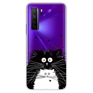 For Huawei P40 Lite 5G Coloured Drawing Pattern Highly Transparent TPU Protective Case(Black White Rat)