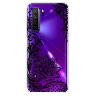 For Huawei P40 Lite 5G Coloured Drawing Pattern Highly Transparent TPU Protective Case(Black Rose)