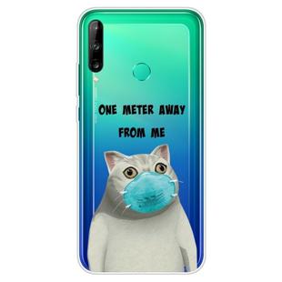 For Huawei P40 Lite E Coloured Drawing Pattern Highly Transparent TPU Protective Case(Mask Cat)