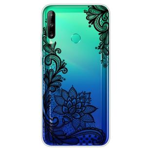For Huawei P40 Lite E Coloured Drawing Pattern Highly Transparent TPU Protective Case(Black Rose)