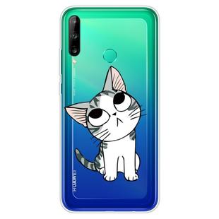For Huawei P40 Lite E Coloured Drawing Pattern Highly Transparent TPU Protective Case(Cat)