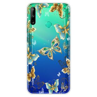 For Huawei P40 Lite E Coloured Drawing Pattern Highly Transparent TPU Protective Case(Golden Butterfly)