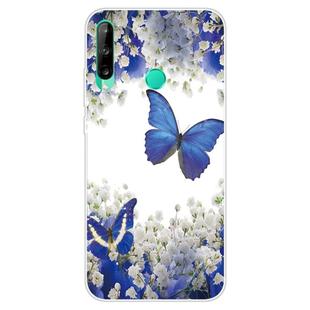 For Huawei P40 Lite E Coloured Drawing Pattern Highly Transparent TPU Protective Case(Purple Butterfly)