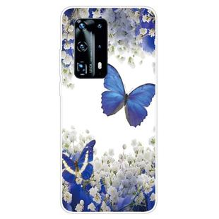 For Huawei P40 Pro+ Coloured Drawing Pattern Highly Transparent TPU Protective Case(Purple Butterfly)