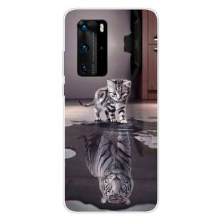 For Huawei P40 Pro Coloured Drawing Pattern Highly Transparent TPU Protective Case(Cat Tiger)