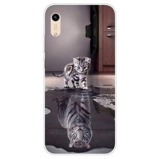 For Huawei Y5 (2019) Coloured Drawing Pattern Highly Transparent TPU Protective Case(Cat Tiger)