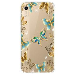 For Huawei Y5 (2019) Coloured Drawing Pattern Highly Transparent TPU Protective Case(Golden Butterfly)
