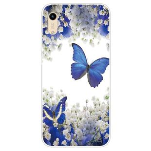 For Huawei Y5 (2019) Coloured Drawing Pattern Highly Transparent TPU Protective Case(Purple Butterfly)