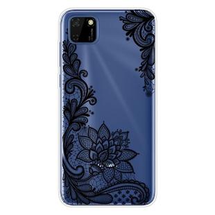 For Huawei Y5p (2020) Coloured Drawing Pattern Highly Transparent TPU Protective Case(Black Rose)