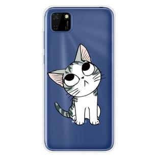 For Huawei Y5p (2020) Coloured Drawing Pattern Highly Transparent TPU Protective Case(Cat)