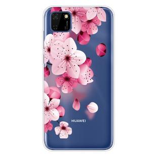 For Huawei Y5p (2020) Coloured Drawing Pattern Highly Transparent TPU Protective Case(Cherry Blossoms)