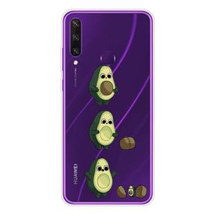 For Huawei Y6p (2020) Coloured Drawing Pattern Highly Transparent TPU Protective Case(Avocado)