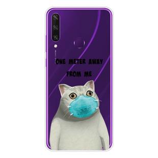 For Huawei Y6p (2020) Coloured Drawing Pattern Highly Transparent TPU Protective Case(Mask Cat)