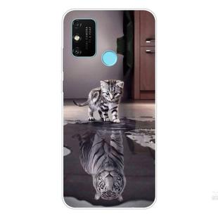 For Huawei Honor 9A Coloured Drawing Pattern Highly Transparent TPU Protective Case(Cat Tiger)