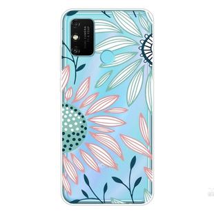 For Huawei Honor 9A Coloured Drawing Pattern Highly Transparent TPU Protective Case(Flower)